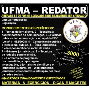 Apostila UFMA - REDATOR - Teoria + 3.000 Exercícios - Concurso 2019