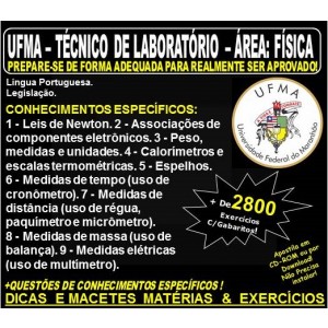 Apostila UFMA - TÉCNICO de LABORATÓRIO - Área: FÍSICA - Teoria + 2.800 Exercícios - Concurso 2019