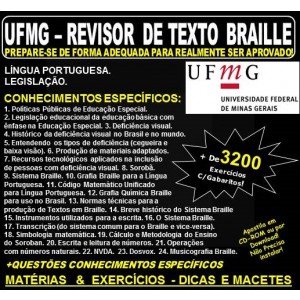 Apostila UFMG - REVISOR de TEXTO BRAILLE - Teoria + 3.200 Exercícios - Concurso 2018