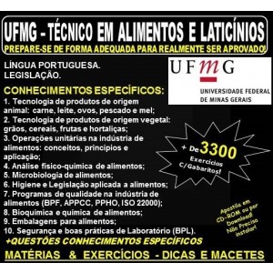 Apostila UFMG - TÉCNICO em ALIMENTOS e LATICÍNIOS - Teoria + 3.300 Exercícios - Concurso 2018