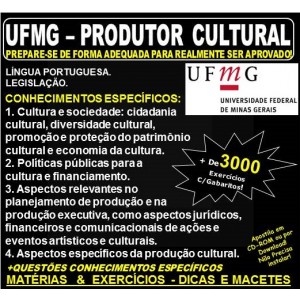 Apostila UFMG - PRODUTOR CULTURAL - Teoria + 3.000 Exercícios - Concurso 2018