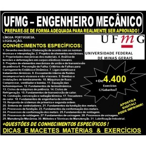 Apostila UFMG - ENGENHEIRO MECÂNICO - Teoria + 4.400 Exercícios - Concurso 2019