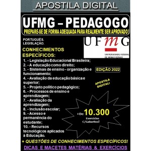 Apostila UFMG - PEDAGOGO - Teoria + 10.300 Exercícios - Concurso 2022