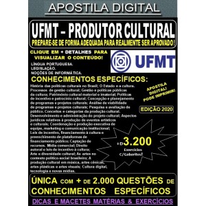 Apostila UFMT - PRODUTOR CULTURAL - Teoria + 3.200 Exercícios - Concurso 2021