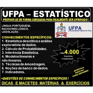 Apostila UFPA - ESTATÍSTICO - Teoria + 4.000 Exercícios - Concurso 2019