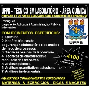 Apostila UFPB - TÉCNICO em LABORATÓRIO - Área QUÍMICA - Teoria + 4.100 Exercícios - Concurso 2019