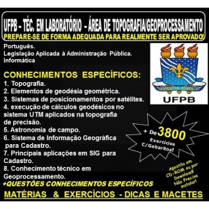 Apostila UFPB - TÉCNICO em LABORATÓRIO - Area de TOPOGRAFIA / GEOPROCESSAMENTO - Teoria + 3.800 Exercícios - Concurso 2019