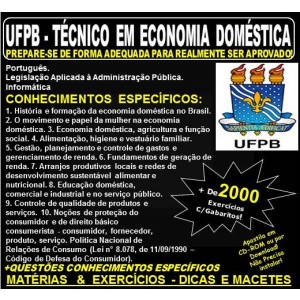 Apostila UFPB - TÉCNICO em ECONOMIA DOMÉSTICA - Teoria + 2.200 Exercícios - Concurso 2019