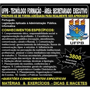 Apostila UFPB - TECNÓLOGO FORMAÇÃO - Área: SECRETARIADO EXECUTIVO - Teoria + 3.800 Exercícios - Concurso 2019