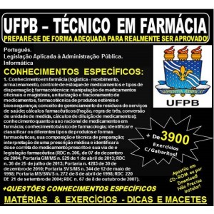 Apostila UFPB - TÉCNICO em FARMÁCIA - Teoria + 3.900 Exercícios - Concurso 2019