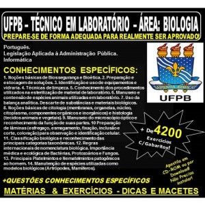 Apostila UFPB - TÉCNICO em LABORATÓRIO - Área: BIOLOGIA - Teoria + 4.200 Exercícios - Concurso 2019