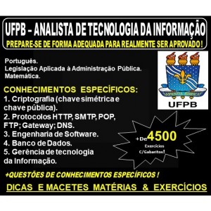 Apostila UFPB - ANALISTA de TECNOLOGIA da INFORMAÇÃO - Teoria + 4.500 Exercícios - Concurso 2019