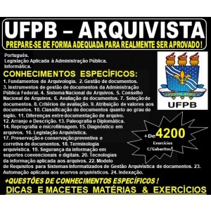Apostila UFPB - ARQUIVISTA - Teoria + 4.200 Exercícios - Concurso 2019