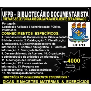 Apostila UFPB - BIBLIOTECÁRIO DOCUMENTARISTA - Teoria + 4.000 Exercícios - Concurso 2019