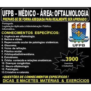 Apostila UFPB - MÉDICO - Área: OFTALMOLOGIA  - Teoria + 3.900 Exercícios - Concurso 2019