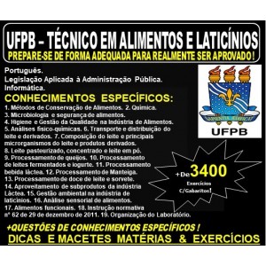 Apostila UFPB - TÉCNICO em ALIMENTOS e LATICÍNIOS - Teoria + 3.400 Exercícios - Concurso 2019