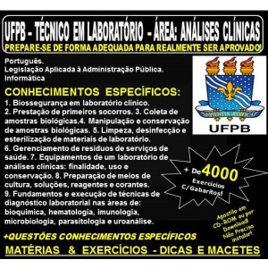 Apostila UFPB - TÉCNICO em LABORATÓRIO - Área: ANÁLISES CLÍNICAS - Teoria + 4.000 Exercícios - Concurso 2019