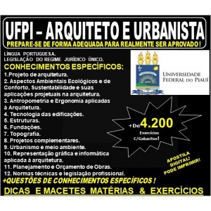 Apostila UFPI - ARQUITETO e URBANISTA - Teoria + 4.200 Exercícios - Concurso 2019