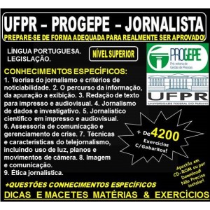 Apostila UFPR - PROGEPE - JORNALISTA - Teoria + 4.200 Exercícios - Concurso 2018-2019