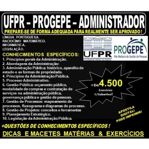 Apostila UFPR - PROGEPE - ADMINISTRADOR - Teoria + 4.500 Exercícios - Concurso 2019