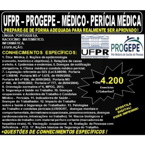 Apostila UFPR - PROGEPE - MÉDICO - PERÍCIA MÉDICA - Teoria + 4.200 Exercícios - Concurso 2019