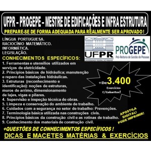 Apostila UFPR - PROGEPE - MESTRE de EDIFICAÇÕES e INFRA ESTRUTURA - Teoria + 3.400 Exercícios - Concurso 2019