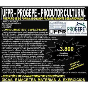 Apostila UFPR - PROGEPE - PRODUTOR CULTURAL - Teoria + 3.800 Exercícios - Concurso 2019
