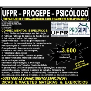 Apostila UFPR - PROGEPE - PSICÓLOGO - Teoria + 3.600 Exercícios - Concurso 2019