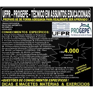 Apostila UFPR - PROGEPE - TÉCNICO em ASSUNTOS EDUCACIONAIS - Teoria + 4.000 Exercícios - Concurso 2019