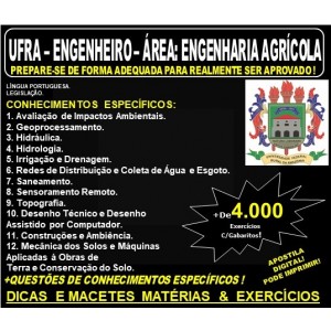 Apostila UFRA - ENGENHEIRO - Área: ENGENHARIA AGRÍCOLA - Teoria + 4.000 Exercícios - Concurso 2019