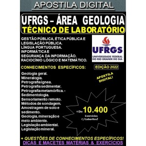 Apostila UFRGS  -  Técnico de Laboratório - GEOLOGIA - Teoria + 10.400 Exercícios - Concurso 2022