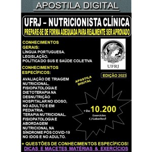 Apostila UFRJ - NUTRICIONISTA - CLÍNICA - Teoria + 10.200 Exercícios - Concurso 2023