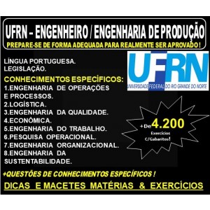 Apostila UFRN - ENGENHEIRO / ENGENHARIA de PRODUÇÃO - Teoria + 4.200 Exercícios - Concurso 2019