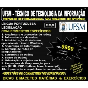 Apostila UFSM - TÉCNICO de TECNOLOGIA da INFORMAÇÃO - Teoria + 9.900 Exercícios - Concurso 2017