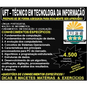 Apostila UFT - TÉCNICO de TECNOLOGIA da INFORMAÇÃO - Teoria + 4.500 Exercícios - Concurso 2019