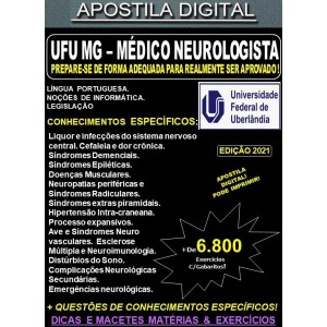 Apostila UFU MG - MÉDICO NEUROLOGISTA  - Teoria + 6.800  Exercícios - Concurso 2021