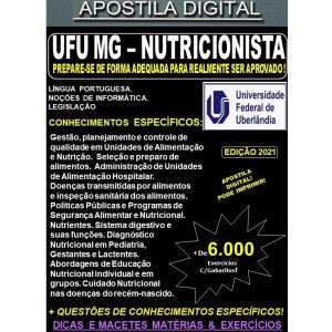 Apostila UFU MG - NUTRIÇÃO  - Teoria + 6.000  Exercícios - Concurso 2021