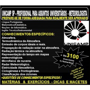 Apostila UNICAMP SP - PROFISSIONAL para ASSUNTOS UNIVERSITÁRIOS - METEOROLOGISTA - Teoria + 3.100 Exercícios - Concurso 2018