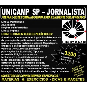Apostila UNICAMP SP - JORNALISTA - Teoria + 3.200 Exercícios - Concurso 2018