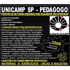 Apostila UNICAMP SP - PEDAGOGO - Teoria + 3.500 Exercícios - Concurso 2018