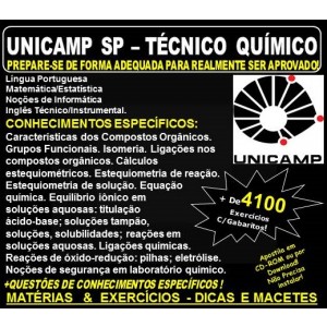 Apostila UNICAMP SP - TÉCNICO QUÍMICO - Teoria + 4.100 Exercícios - Concurso 2018