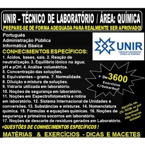 Apostila UNIR - TÉCNICO DE LABORATÓRIO / Área: QUÍMICA - Teoria + 3.600 Exercícios - Concurso 2018