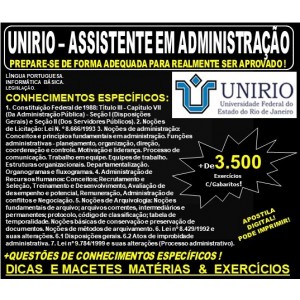 Apostila UNIRIO - ASSISTENTE em ADMINISTRAÇÃO - Teoria + 3.500 Exercícios - Concurso 2019