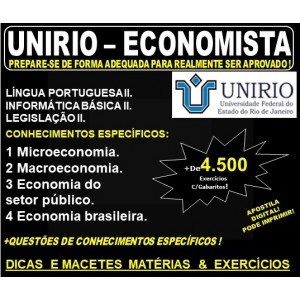 Apostila UNIRIO - ECONOMISTA - Teoria + 4.500 Exercícios - Concurso 2019