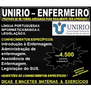 Apostila UNIRIO -  ENFERMEIRO - Teoria + 4.500 Exercícios - Concurso 2019