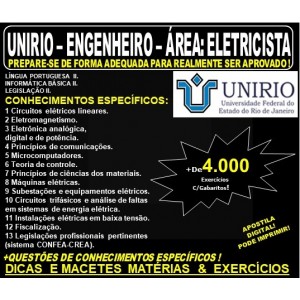 Apostila UNIRIO - ENGENHEIRO - Área: ELETRICISTA - Teoria + 4.000 Exercícios - Concurso 2019