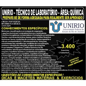Apostila UNIRIO - TÉCNICO de LABORATÓRIO - Área: QUÍMICA - Teoria + 3.400 Exercícios - Concurso 2019