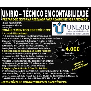 Apostila UNIRIO - TÉCNICO em CONTABILIDADE - Teoria + 4.000 Exercícios - Concurso 2019