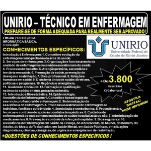 Apostila UNIRIO - TECNICO em ENFERMAGEM - Teoria + 3.800 Exercícios - Concurso 2019