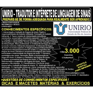 Apostila UNIRIO - TRADUTOR e INTÉPRETE de LINGUAGEM de SINAIS - Teoria + 3.000 Exercícios - Concurso 2019